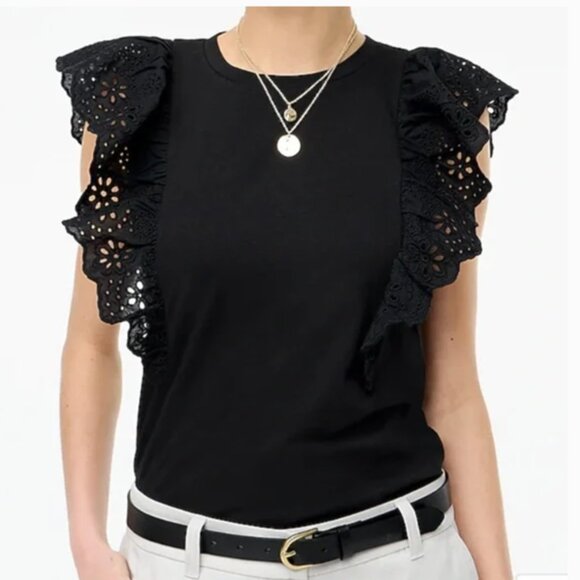J Crew Ruffle-sleeve Eyelet Top - Picture 3 of 4